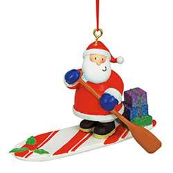 Item 109636 thumbnail Paddleboarding Santa Ornament - Outer Banks