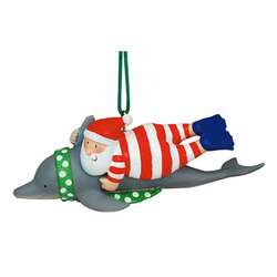 Item 109740 Santa Swims With Dolphin Ornament - Myrtle Beach