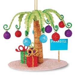 Item 109750 Myrtle Beach Glittered Palm Tree With Ornaments/Gifts Ornament