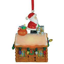 Item 109934 thumbnail Light Up Santa On Log Cabin Ornament