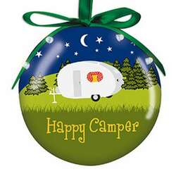 Item 109971 Light Up Happy Camper Ball Ornament