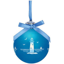 Item 109984 Light Up Frosted Lighthouse Ornament