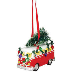 Item 110001 thumbnail Light Up Old Style Van With Tree & Lights Ornament - Williamsburg