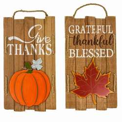 Item 127033 Fall Plaques With Leaf And Pumpkin