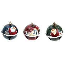Item 128260 Santa/Snowman Jingle Bell Ornament