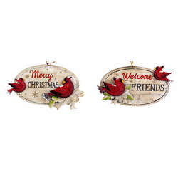 Item 128441 Oval Christmas Plaque With Cardinals