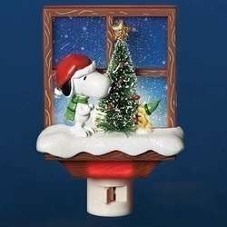 Item 134061 Snoopy and Woodstock By Christmas Tree Nightlight