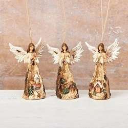 Item 134069 Carved Angel Scene Ornament