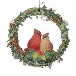 Item 134146 Wreath With Cardinals Ornament