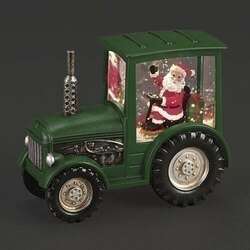 Item 134155 thumbnail Lighted Shimmer Green Tractor With Santa