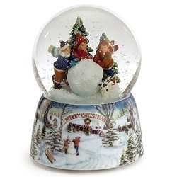 Item 134357 Kids Rolling Snowball With Trees Snow Globe