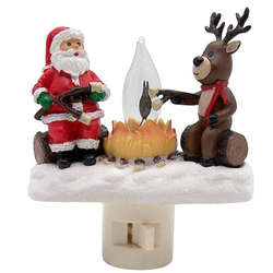 Item 134438 Santa and Reindeer Campfire Nightlight