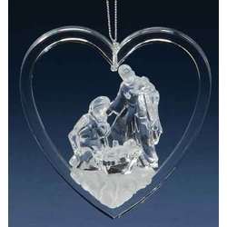 Item 134862 Clear Holy Family Heart Ornament