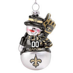 Item 141161 New Orleans Saints Glittered Snowman Ornament
