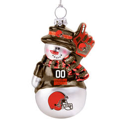 Item 141340 Cleveland Browns Glittered Snowman Ornament