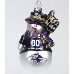 Item 141353 Baltimore Ravens Glittered Snowman Ornament