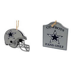 Item 141458 Dallas Cowboys Helmet/Fans Only Sign Ornament
