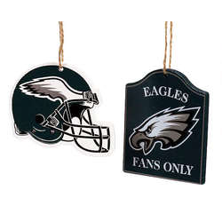 Item 141460 Philadelphia Eagles Helmet/Fans Only Sign Ornament