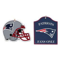 Item 141466 New England Patriots Helmet/Fans Only Sign Ornament