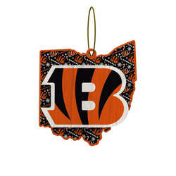 Item 143409 thumbnail Cincinnati Bengals Wood State Ornament