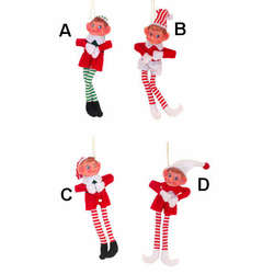 Item 146049 Bendable Striped Green/Red/White Pixie Ornament