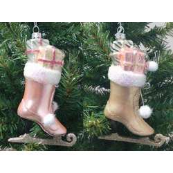 Item 146795 Glass Ice Skate With Gifts Ornament