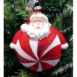 Item 146841 Glittered Candy Swirl Santa Ornament