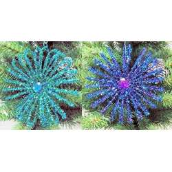 Item 147014 Aqua/Purple & Blue Flower Loop Wire Ornament