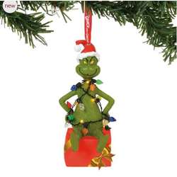 Item 156248 Light Up Grinch Wrapped In Lights Ornament
