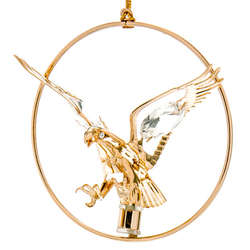 Item 161013 Gold Crystal Eagle In Circle Ornament