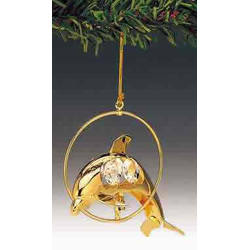 Item 161037 Gold Crystal Dolphin Ornament