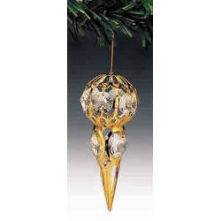 Item 161050 Gold Crystal Ball With Drop Ornament