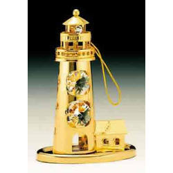 Item 161058 Gold Crystal Small Lighthouse Ornament