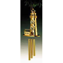Item 161080 Gold Crystal Lighthouse Wind Chime Ornament