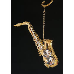 Item 161101 Gold Crystal Saxophone Ornament