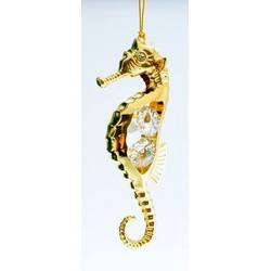 Item 161104 Gold Crystal Seahorse Ornament