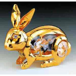 Item 161105 Gold Crystal Rabbit Ornament