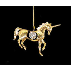 Item 161116 Gold Crystal Unicorn Ornament