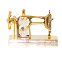 Item 161118 Gold Crystal Sewing Machine Ornament