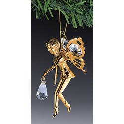 Item 161134 Gold Crystal Fairy With Drop Ornament