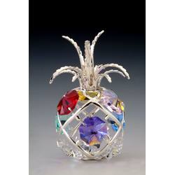 Item 161206 Silver Crystal Mini Pineapple Ornament
