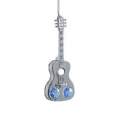 Item 161227 Silver Crystal Guitar Ornament