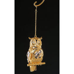 Item 161228 Gold Crystal Owl Ornament