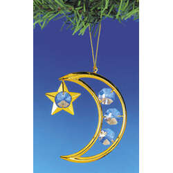 Item 161254 Gold Crystal Moon/Star Ornament