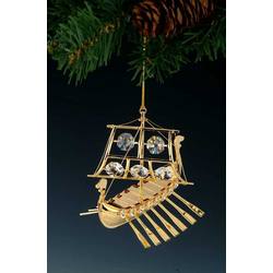 Item 161258 Gold Crystal Viking Ship Ornament