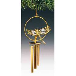 Item 161283 Gold Crystal Dragonfly Wind Chime Ornament