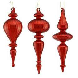 Item 171008 Shiny Mercury Red Glass Finial Ornament