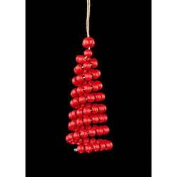 Item 171017 Red Wood Bead Swirl Tree Ornament