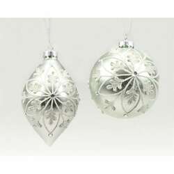 Item 171039 thumbnail Glass Ball/Finial Silver White Ornament