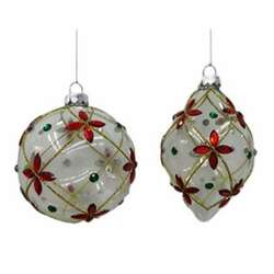 Item 171046 Clear Red And Emerald Glass Bead Ball